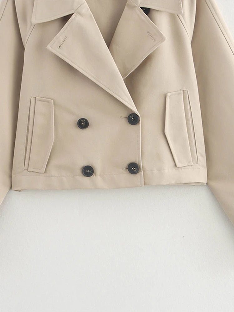LIZAKOSHT  -  Lapel Loose Solid Women Jacket Full Sleeve Double Breasted Lady Coat Autumn Winter Casual Pocket All Match Female Outwear