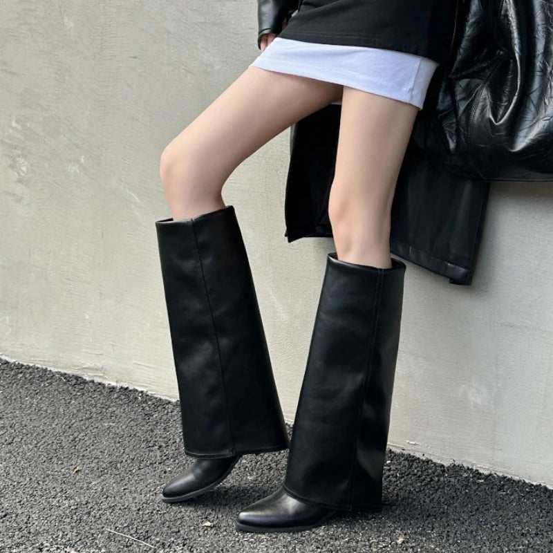 LIZAKOSHT  -  Autumn Winter Pointed Toe Women High Boots Street Style Banquet Party Dress Woman Pipe Long Boots Goth Botas Mujer