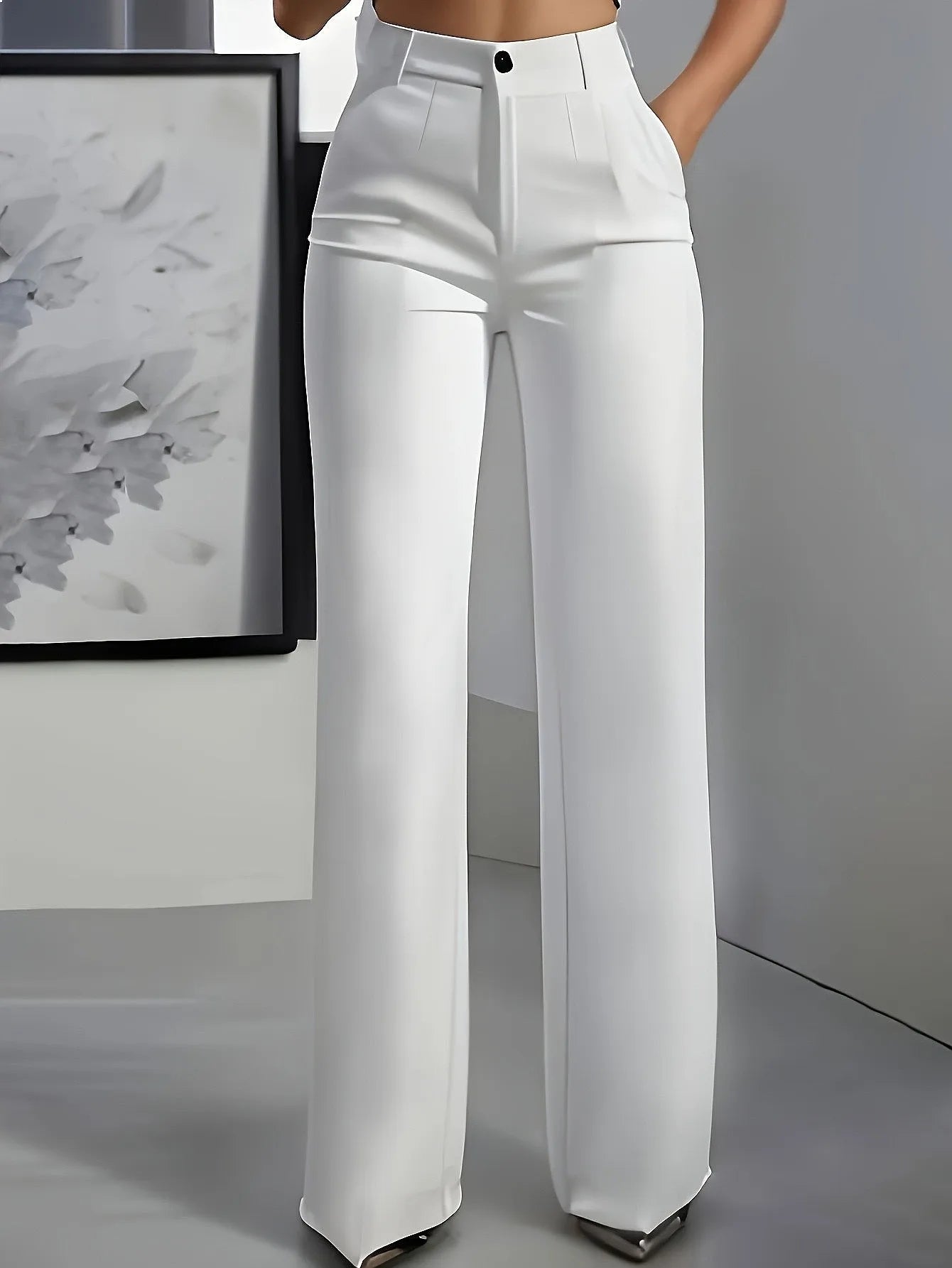 LIZAKOSHT  -  High Waist Dress Pants for Women Flowy Straight Leg Trousers Business Casual Slimming Pants Spring Summer