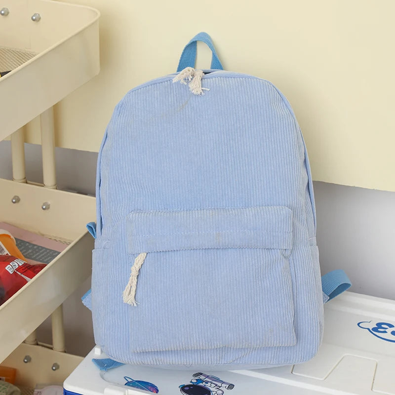 LIZAKOSHT  -  Corduroy Backpack School For Teens Large Book Bag Lightweight Laptop Bag For Girls Women Casual College Work