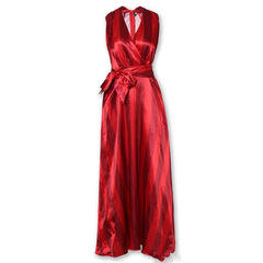 LIZAKOSHT  -  Red Dress New Spring Summer Fashion Striped Bandage V-Neck Sleeveless Sexy Evening Party Dresses Clothes For Women