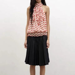 LIZAKOSHT  -  2026 Summer Polka Dot Half Turtleneck Splicing Loose Sleeveless Women's Top T-Shirt