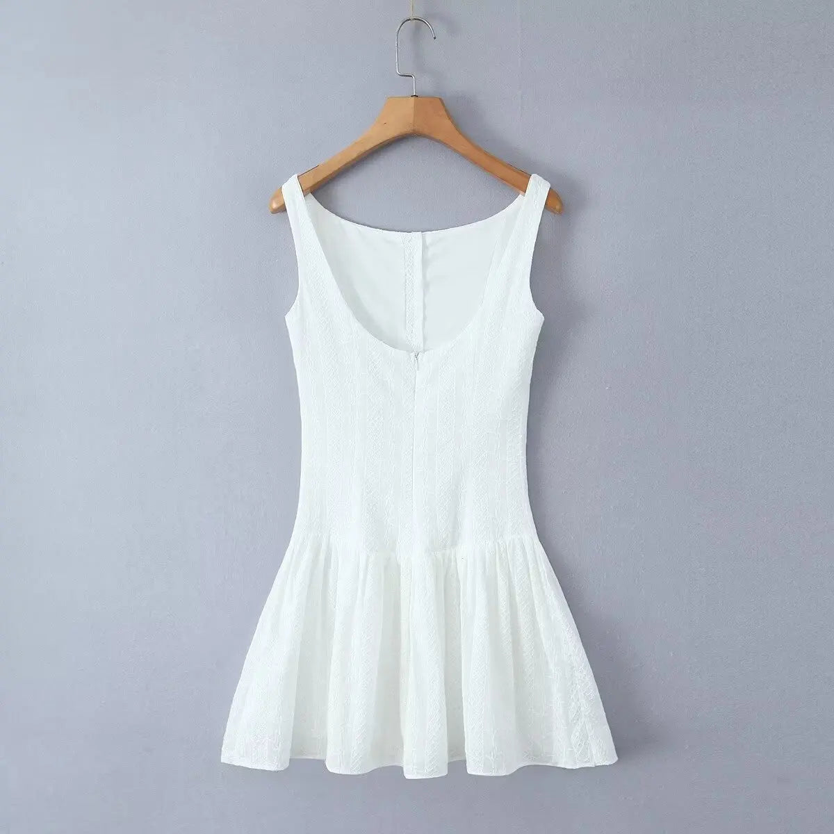 LIZAKOSHT  -  Black White Cotton Embroidery Sexy Mini Dress Girls Fashion Summer Dress Women Lace Tank Dress
