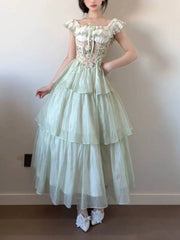 LIZAKOSHT  -  French Sweet Elegant Holiday Dress Women Chic Kawaii Vintage Sleeveless Dress Harajuku 2000s Aesthetic Fairy Lovely Outfits