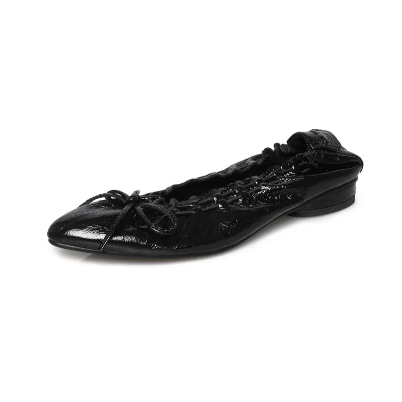 LIZAKOSHT  -  Fashion Women's Shoes New High Quality Genuine Leather Shoes Pointed Fold Soft soled Shoes Daily Lightweight Shoes