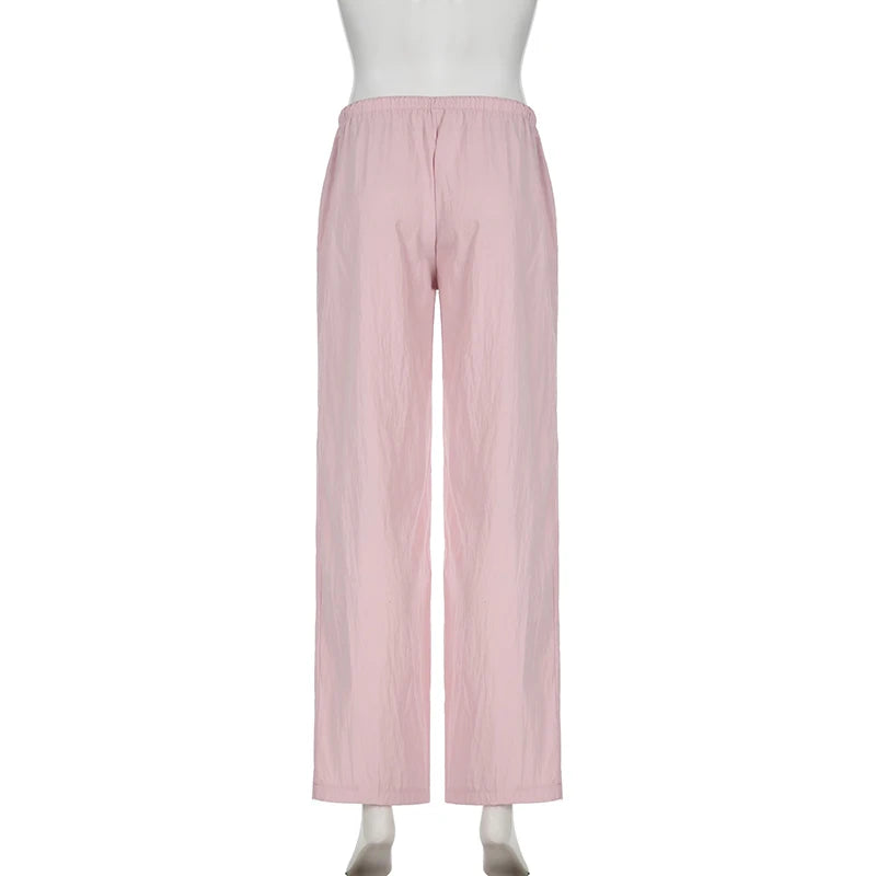 LIZAKOSHT  -  Solid Loose Sweatpants Streetwear Joggers Casual Basic Pink Trousers for Women Basic Aesthetic Y2K Retro Pants