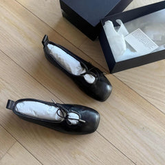 LIZAKOSHT  -  Designer Spring Women Ballet Flats Casual Shallow Butterfly-knot Shoes Soft Sole Women's Elegant Leather Dress Shoes