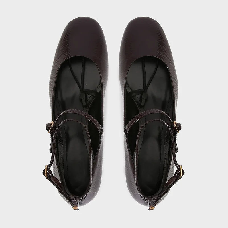 LIZAKOSHT  -  Chunky Heels Square Toe Women Mary Jane Shoes Elegant Ankle Strap Classic Retro Style Patent Leather Daily Office Lady Pumps