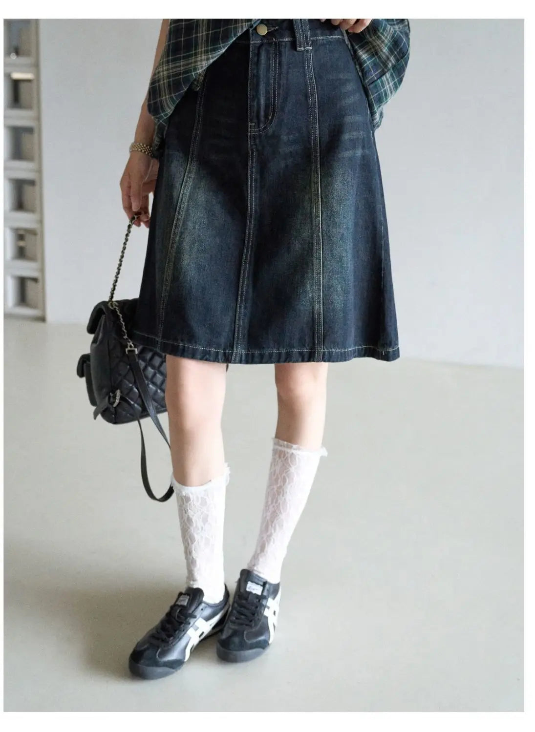 LIZAKOSHT  -  Vintage High-waisted Denim Skirt Women's 2026 Summer A-character Women's Mid-skirt