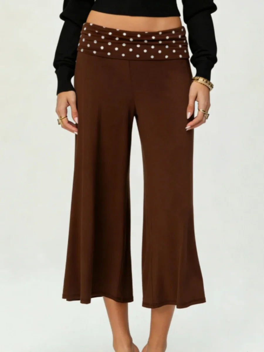 LIZAKOSHT  -  Loose Stretchy Fold Over Capri Pants for Women Low Rise Wide Leg Yoga Capris Summer Cute Going Out Cropped Pants Streetwear