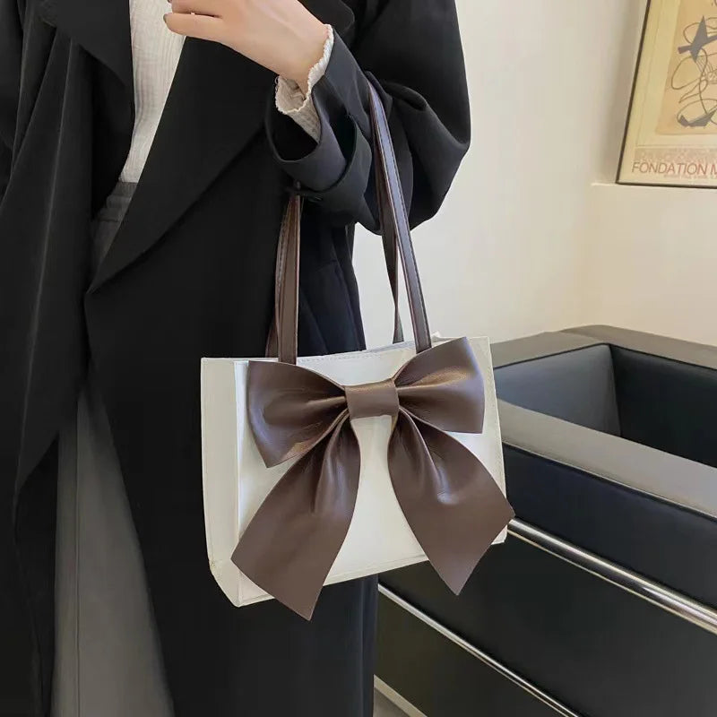 LIZAKOSHT  -  PU Leather Bow Bag Women's Bag New Fashion Trend Shoulder Bag Foreign Temperament Tote Bag Female Handbag