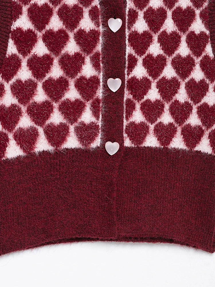 LIZAKOSHT  -  Heart Shaped Knitted Vest Sweater Waistcoat Round Neck Slim Fit Sleeveless Cardigan Knitwear Warm Fashion Women Tank Top SPring