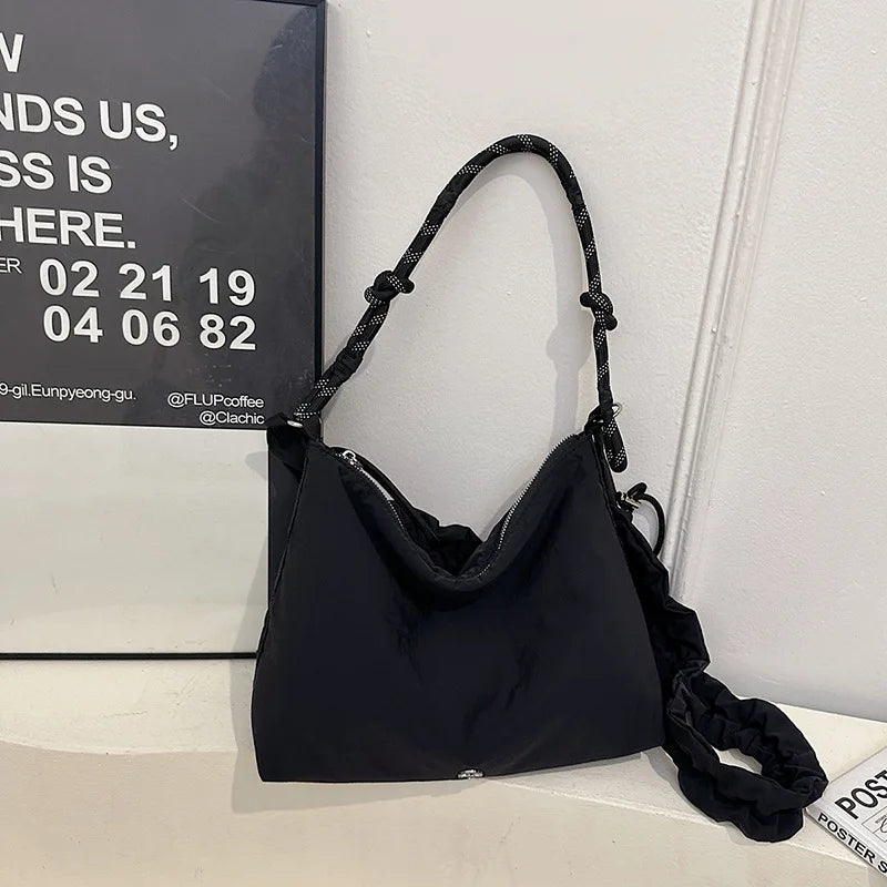 LIZAKOSHT  -  New Fashion Winter Comfortable and Versatile Texture Hobo Bag Cotton Puff Leisure Shoulder Bag Wrinkled Commuting Crossbody Bag
