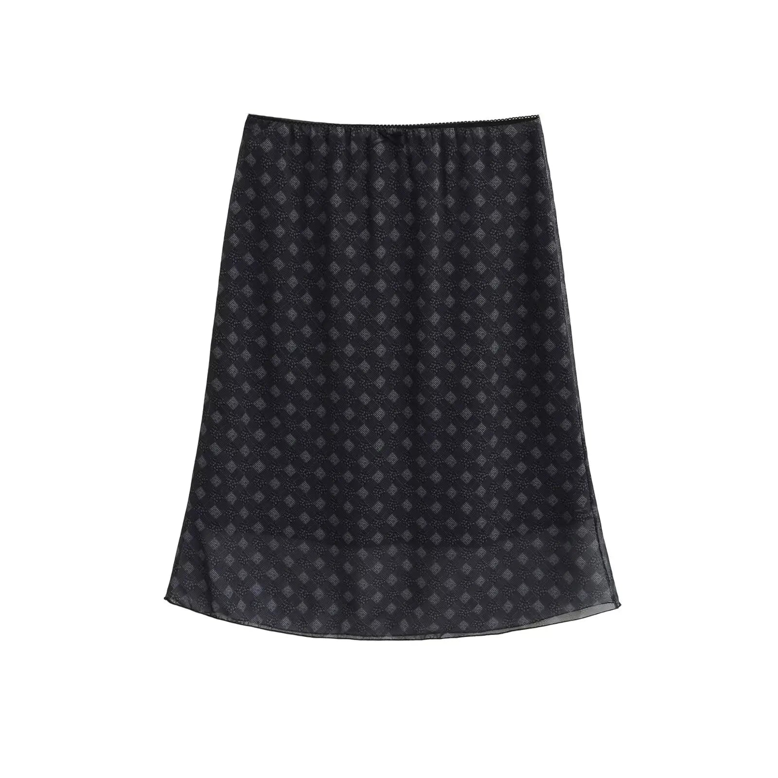 LIZAKOSHT  -  Elegant High-waisted Slimming Contrasting Half-skirt for Women with Bow Accents and A Draping Mid-length Dress
