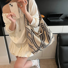 LIZAKOSHT  -  Retro Large Capaci Canvas Tote Bag Women's New Sle Lazy Faion Single oulder Bag Trendy Tot Bag Briti Sle Con...