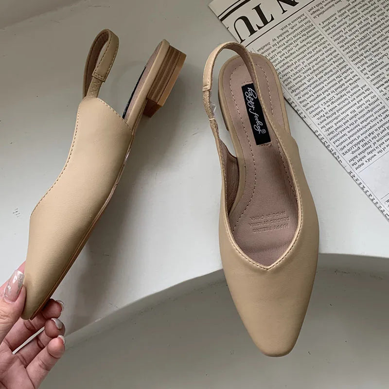LIZAKOSHT  -  Fashion Pointed Toe Flats Shoes Women Slingback Sandals Elegant Mules Female Shallow Ballet Casual Loafers Sliver Zapatos Mujer