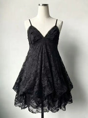 LIZAKOSHT  -  Japanese Vintage Style Strap Dress Women Korean Fashion Black Lace Cami Dresses Summer Sweet Patchwork New One Piece Dress