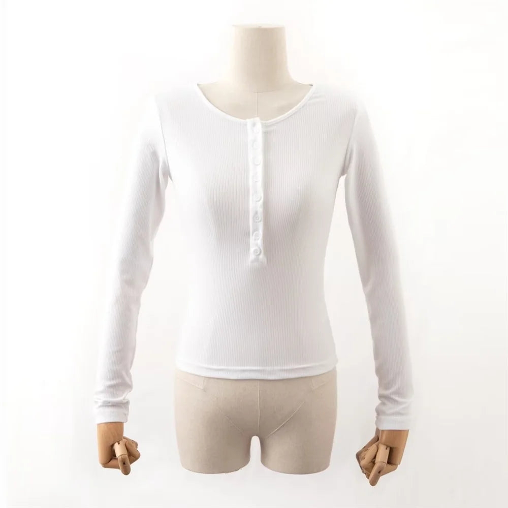 LIZAKOSHT  -  Sexy long sleeve tees harajuku fashion y2k clothes t shirts & blouses women t shirts crop top button up ribbed transparent