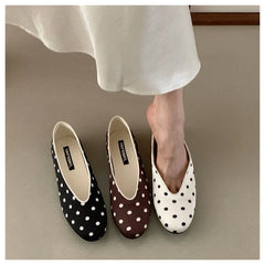 LIZAKOSHT  -  New Spring Flats Shoes Women Fashion Round Toe Polka Dot Slip On Mary Jane Flat Ballet Shoes Soft Ballerina Casual Loafers