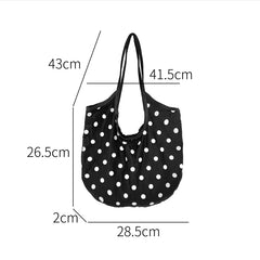LIZAKOSHT  -  Fashion Wave Dot Shoulder Bag Versatile Large Capacity Commuter Tote Bags Casual Cotton Handbag