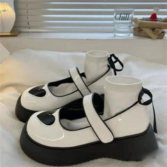 LIZAKOSHT  -  Tea Party Girls Japanese Vintage Jk Uniform Round Head Lolita Shoes Sweet Loli Thick Bottom Mid Heel Love Cosplay Lolita Shoes