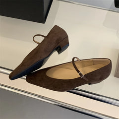 LIZAKOSHT  -  Spring New Women Pointed Toe Shallow Buckle Strap Ladies Casual Ballet Soft Leather Eelgant Dress Shoes