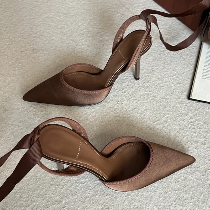 LIZAKOSHT  -  Spring Design Sexy Ankle Strap Pumps Woman Sandals Pointed Toe Stiletto Heels Mesh Ladies Shoes Zapatillas De Mujer