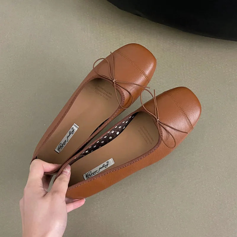 LIZAKOSHT  -  Spring New Brand Women Flat Shoes Fashion Round Toe Shallow Slip oN Ballerinas Shoes Soft Low Wedge Heel Boat Shoes New Woman
