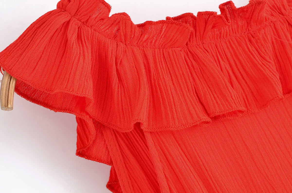 LIZAKOSHT  -  Elegant Layered Ruffle Dress Women 2025 New Summer Loose Sexy V-neck Sleeveless A-line Mini Dresses Vacation Party Evening Dress