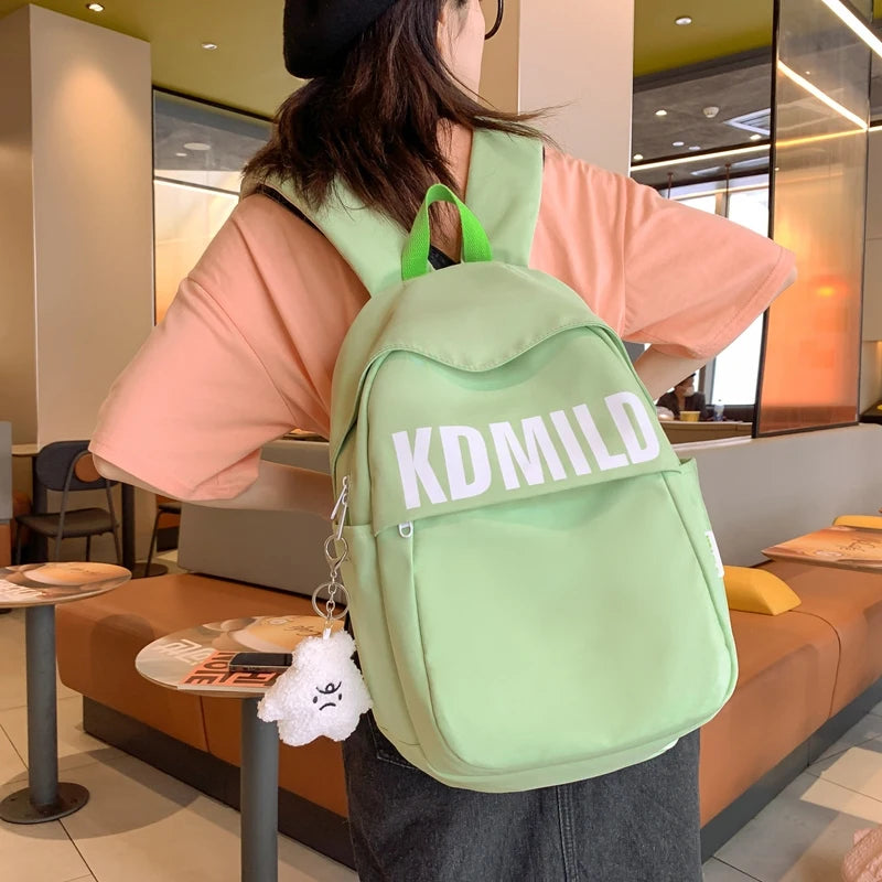 LIZAKOSHT  -  New Nylon Women Backpack Fashion Letter Waterproof Laptop Backpack Cute Girls Boys Schoolbag For Female Students Travel Book Bag