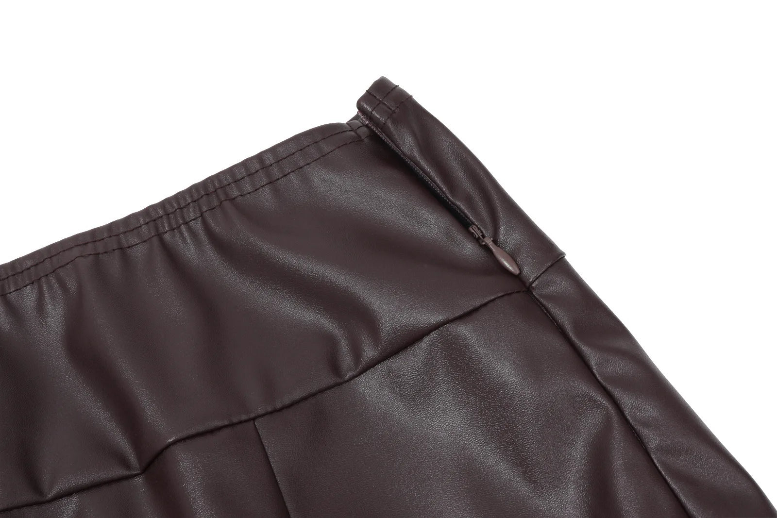 LIZAKOSHT  -  Patchwork PU Leather Lace Women Skirt Brown High Waist Mini Skirt Female Autumn Winter New Elegant Party Streetwear