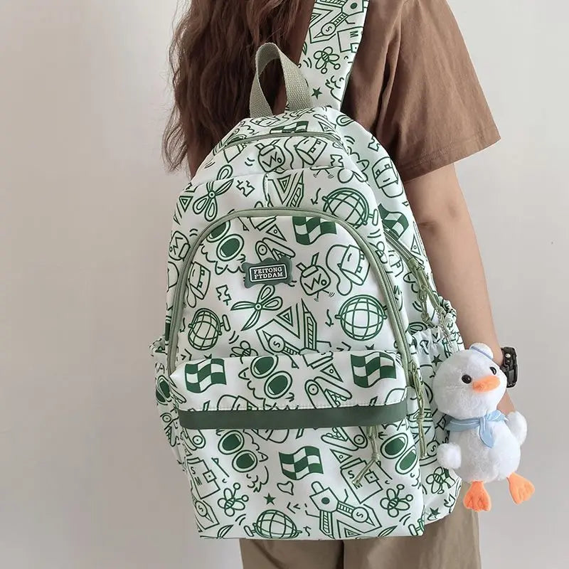 LIZAKOSHT  -  Japanese Original Graffiti High-capacity Backpack Women Preppy School Backpack for Students Casual All Match Niche Travel Bag