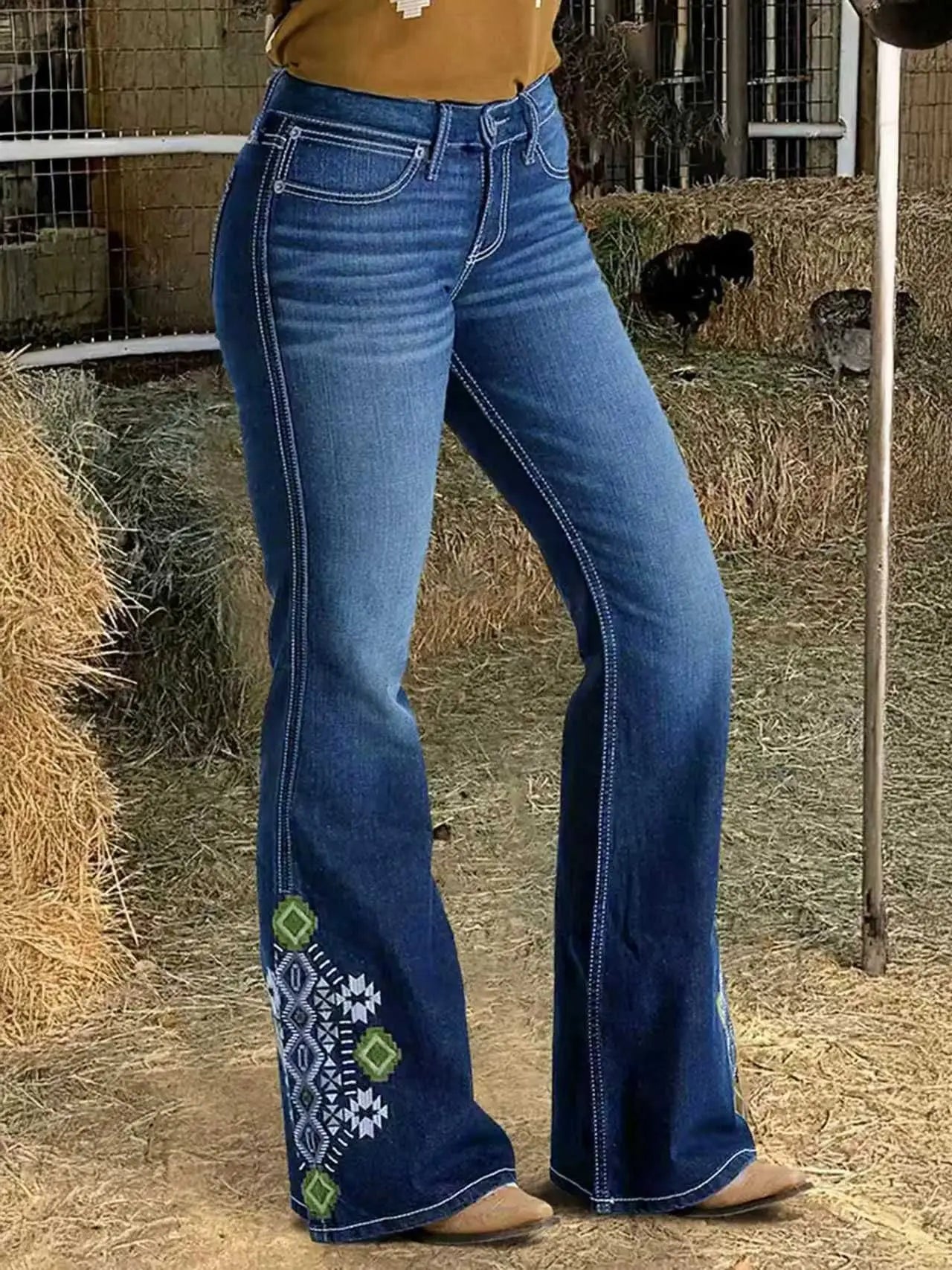 LIZAKOSHT  -  Y2k Jeans For Woman Butt Lifting Tummy Control Flared Denim Pants With Embroidered Hem All Season Versatile Style Fine Stitching