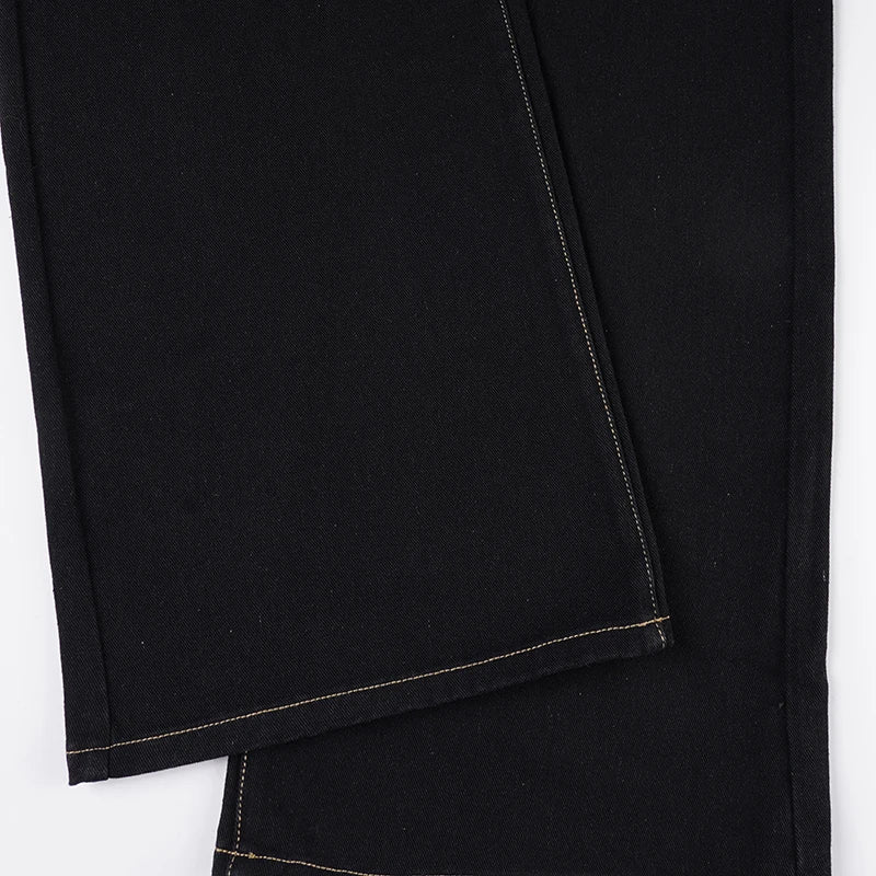 LIZAKOSHT  -  Retro Black Loose Wide Leg Denim Jeans Women's All-Match Low Waist Trousers Y2K Streetwear Denim Trousers Casual Outfit