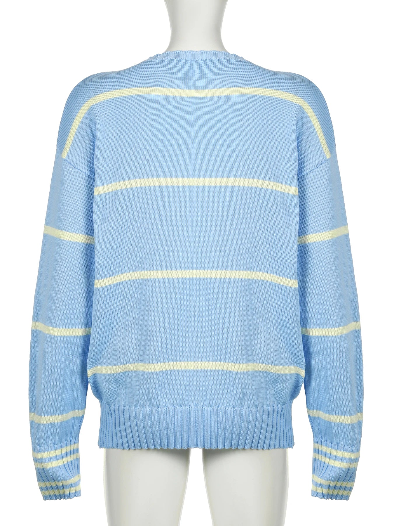 LIZAKOSHT  -  Casual Loose Contrast Striped Sweater Bvasic O-Neck Long Sleeve Knitted Pullovers Women Autumn Winter Streetwear
