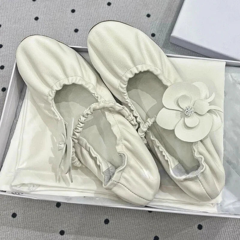 LIZAKOSHT  -  New Flower Flat Mary Jane Shoes Women Round Toe Comfy Casual Loafers White Fashion Brand Mule Shoes Designer Floral Ballet Shoes