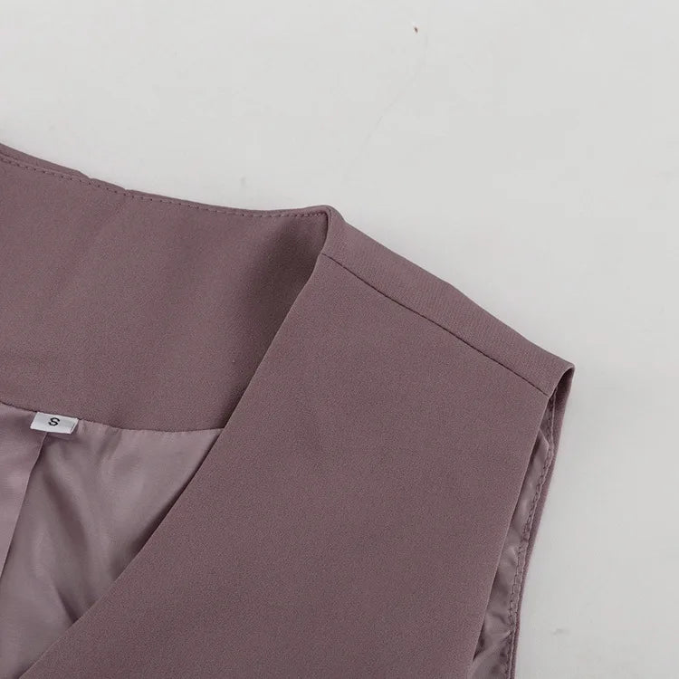 LIZAKOSHT  -  Casual Long Dress Set V-Neck Sleeveless Vest Top Slit Skirt Set Fashion Office Lady Elegant Women Dress Set Outfits