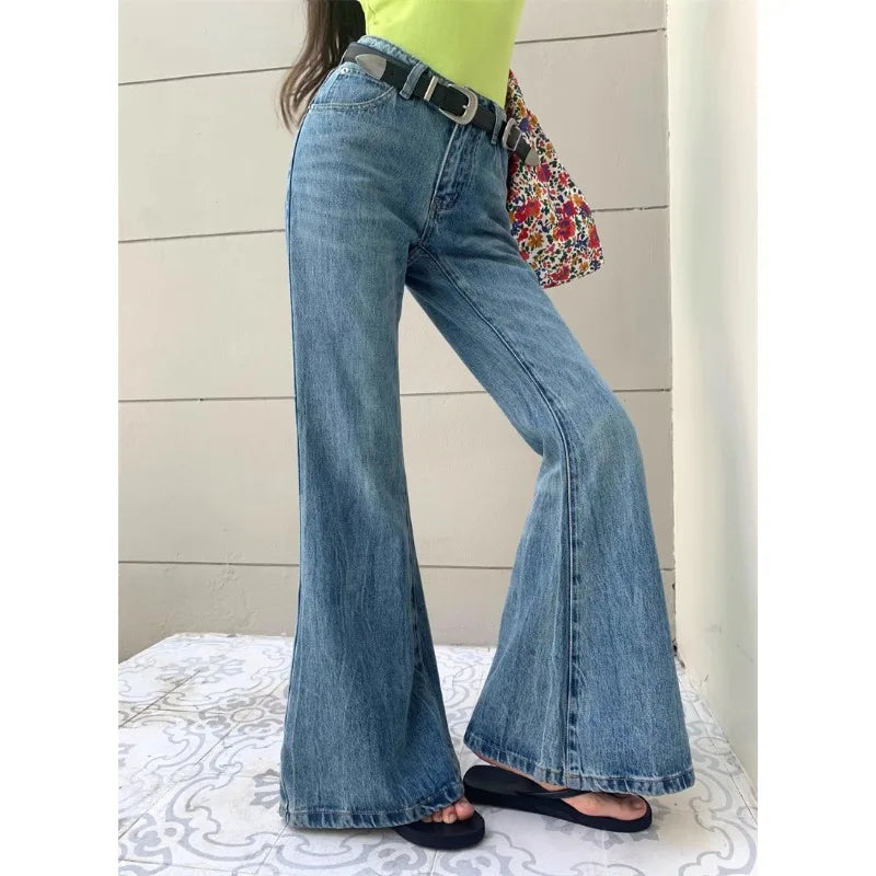 LIZAKOSHT  -  Korean Washed Distressed Loose Casual Jeans Women 2024 Summer New High Street Fashion All Match Denim Wide Leg Pants
