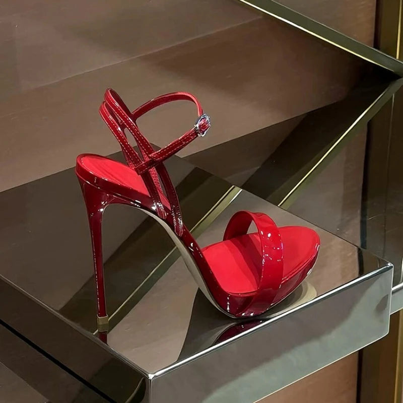 LIZAKOSHT  -  Sexy Nightclub Thin High Heel Women Sandals Fashion Ankle Buckle Strap Shoes Summer Elegant Wedding Party Dress Sandalias Shoes