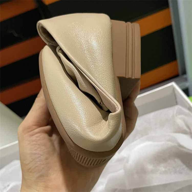 LIZAKOSHT  -  Leather Upaded Mary Jane Flat oes Women's Summer Soft Bot Slip-On Casual oes  Knot Korean Sle Faionable
