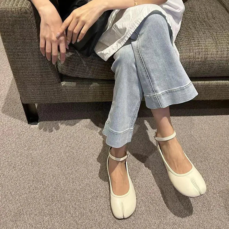 LIZAKOSHT  -  Fashion Split Toe Women Flat Mary Jane Shoes Casual Tabi Ninja Ballet Ladies Slip On Loafer Soft Ballerina Comfort Moccasin