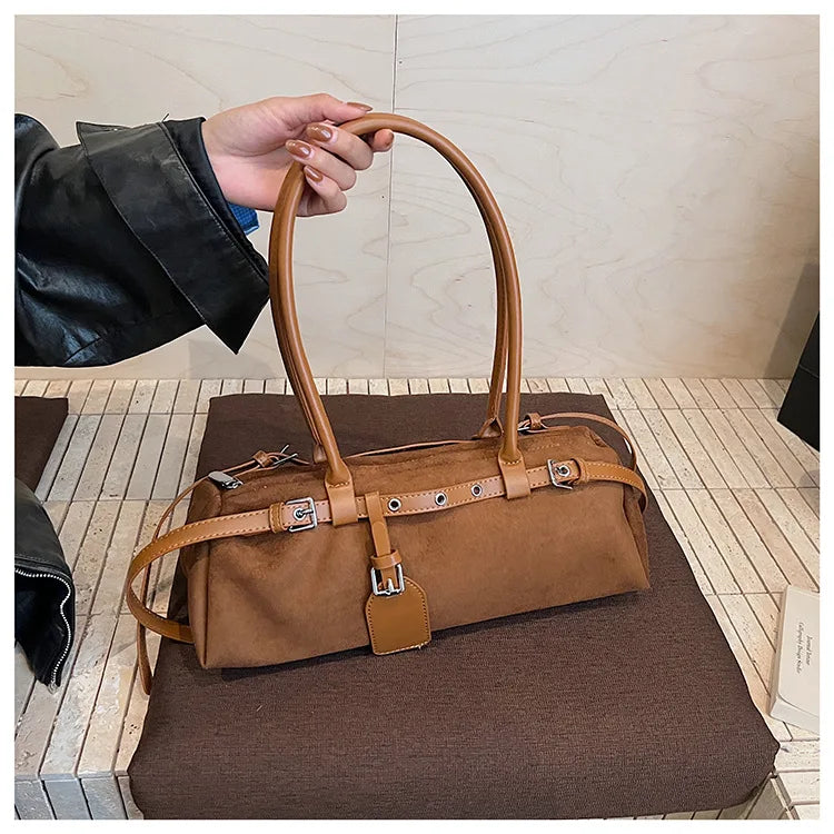 LIZAKOSHT  -  Vintage Faux Suede Shoulder Bag for Women Handbags tassel Female Armpit bag Designer ladies totes burgundy bolsa feminina