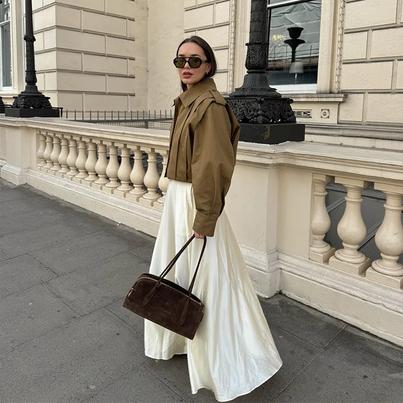LIZAKOSHT  -  Lapel Single Breasted Loose Windbreaker Women Solid Oversized Jackets 2025 New Fashion Casual Autumn Chic High Street Outerwear
