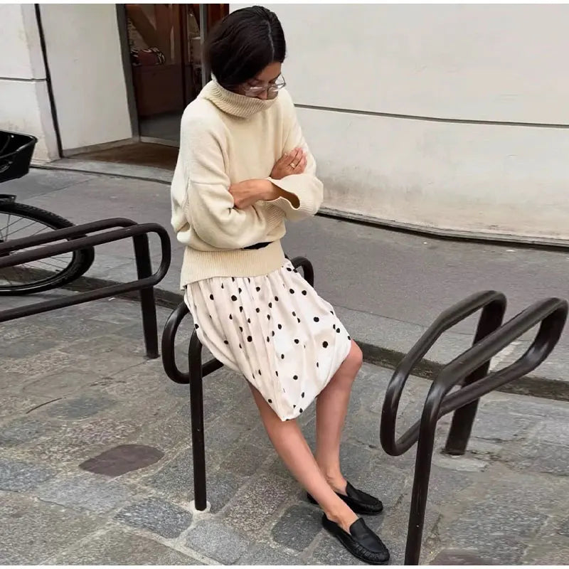 LIZAKOSHT  -  Dot Print Skirts Suits Women Halter Lace Up Sleeveless Irregular Sets Female 2025 Summer Fashion Chic Elastic Waist Street Set