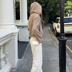 LIZAKOSHT  -  Retro Hooded Jacket Women Casual Loose Loose Zipper Coat Autumn Winter New Fashion Vintage Hoodies Simple Sweatshirt Female