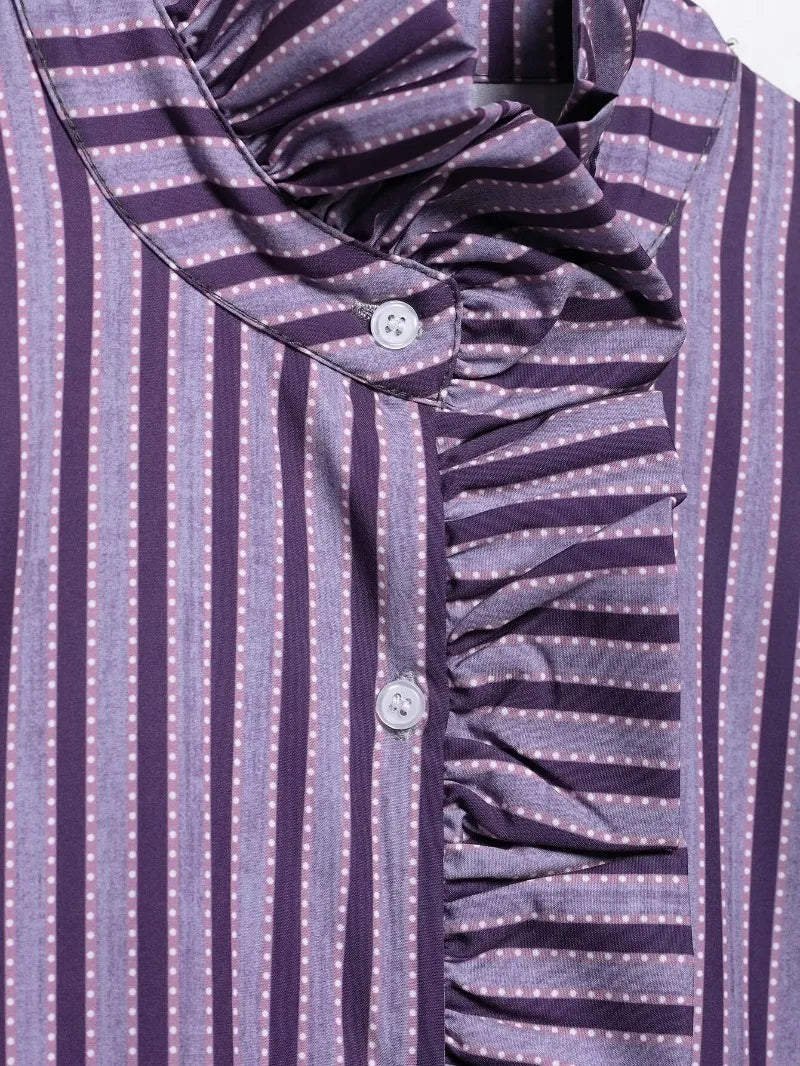 LIZAKOSHT  -  Women Vintage Ruffles Shirt Blouse Spring New Women Fashion Simple Casual Long Sleeve Shirt with Wood Ear Blouse Female Tops