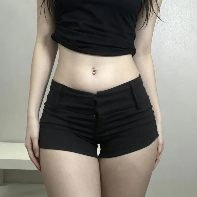 LIZAKOSHT  -  Punk Fashion American High Street Low Waist Summer Shorts Y2k Aesthetic Slim Harajuku All Match Short Pants Spice Girl Trousers