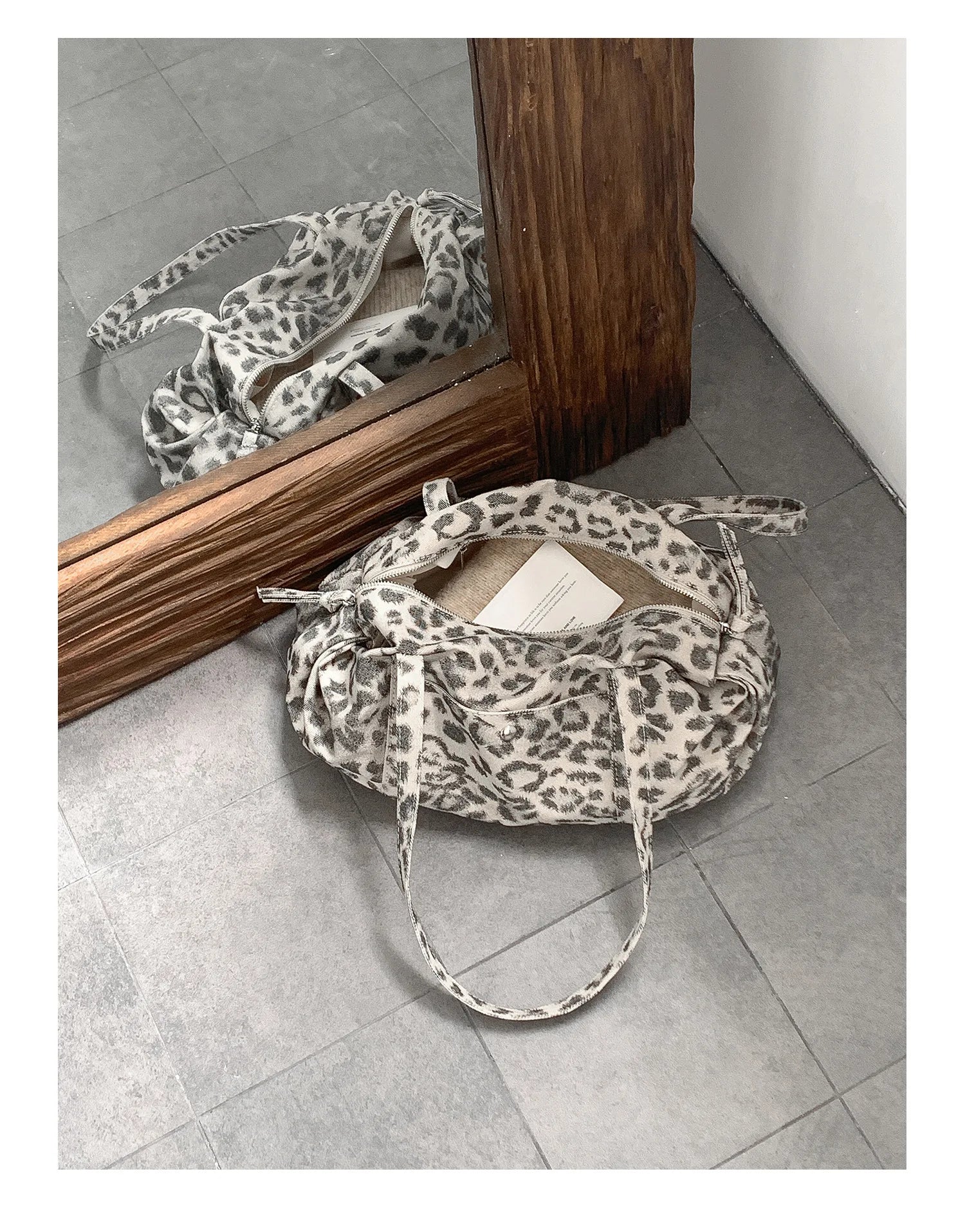 LIZAKOSHT  -  Wild Leopard Print Nylon Shoulder Bag Large Capacity Multipocket Tote Bag Trendy Women Casual Purse Guangzhou High Quality Bag