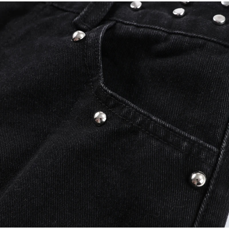 LIZAKOSHT  -  Chic Diamonds Leopard Pentagram Pants For Women Straight-leg Ankle-length Pocket Jeans 2025 Spring Summer Female Casual Trousers