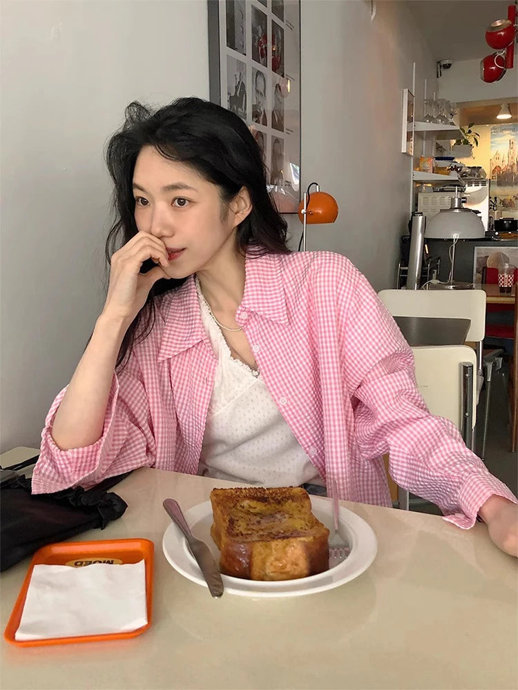 LIZAKOSHT  -  Chic Autumn New Gentle Bubble Texture Design Loose Long Sve Women's irt Top Cotton Polyester Blend Breathable Comfortable